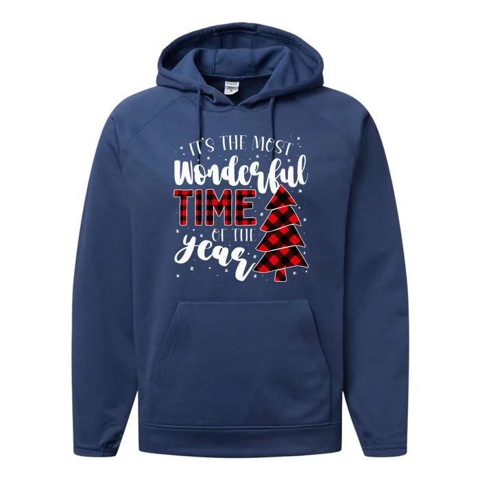 Christmas Trees ItS The Most Wonderful Time Of The Year Performance Fleece Hoodie