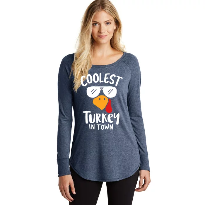 Coolest Turkey In Town Thanksgiving Dinner Funny Turkey Day Gift Women's Perfect Tri Tunic Long Sleeve Shirt