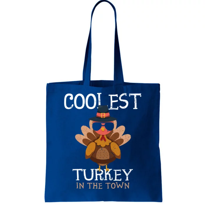 Coolest Turkey In The Town Thanksgiving Outfit Turkey Funny Gift Tote Bag