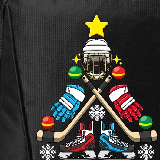 Christmas Tree Ice Hockey Christmas Tree Hockey Stick Gloves Great Gift City Backpack