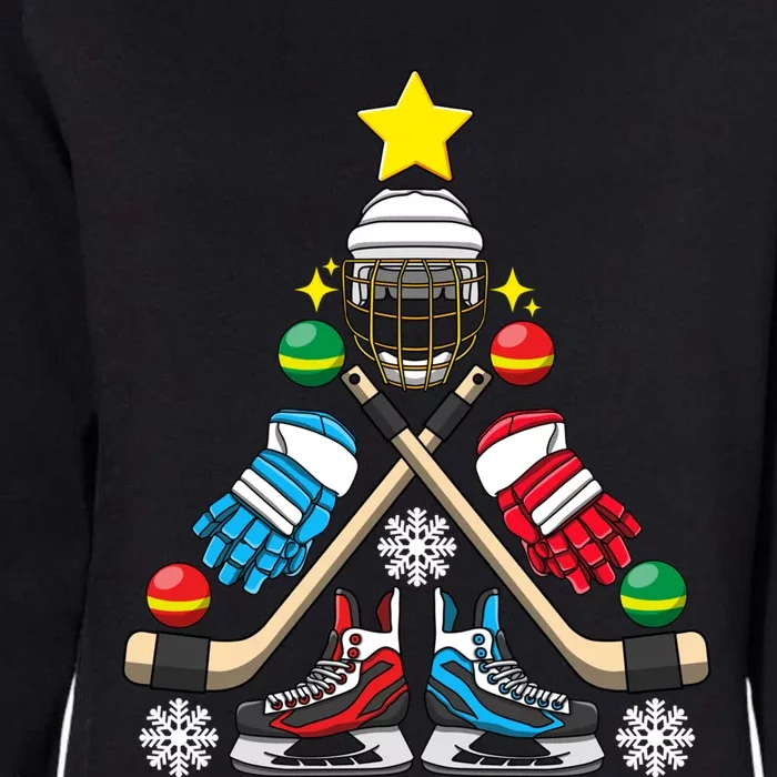 Christmas Tree Ice Hockey Christmas Tree Hockey Stick Gloves Great Gift Womens California Wash Sweatshirt