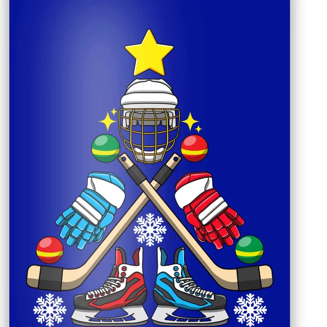 Christmas Tree Ice Hockey Christmas Tree Hockey Stick Gloves Great Gift Poster