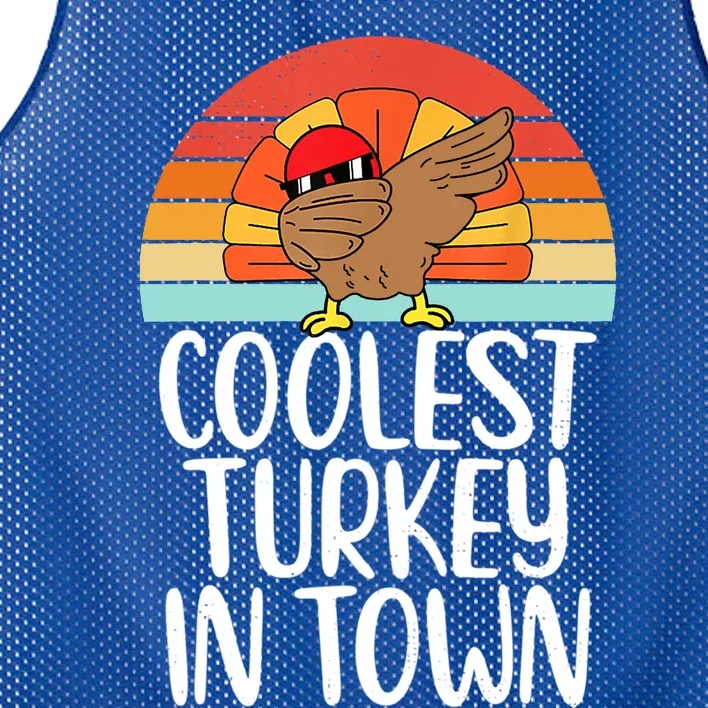 Coolest Turkey In Town Dabbing Turkey Thanksgiving Day Gift Mesh Reversible Basketball Jersey Tank