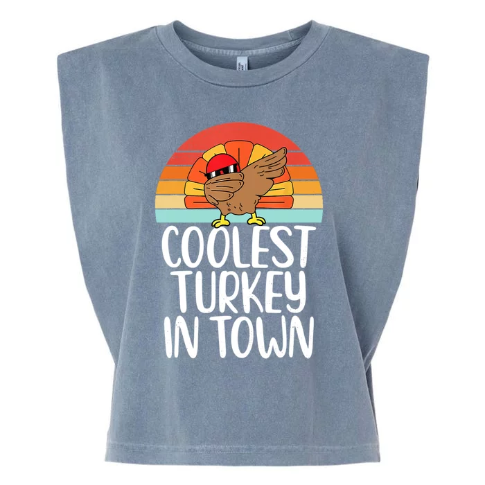 Coolest Turkey In Town Dabbing Turkey Thanksgiving Day Gift Garment-Dyed Women's Muscle Tee