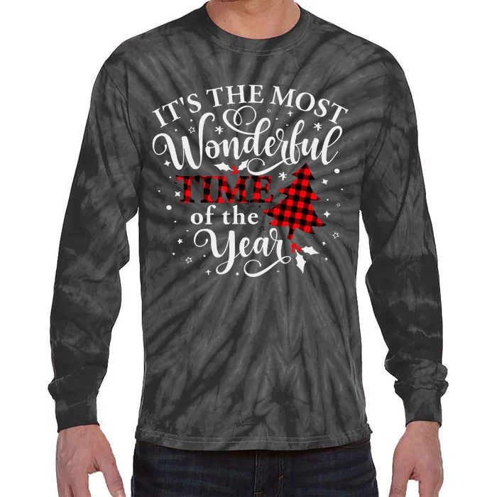 Christmas Trees It's The Most Wonderful Time Of The Year Tie-Dye Long Sleeve Shirt