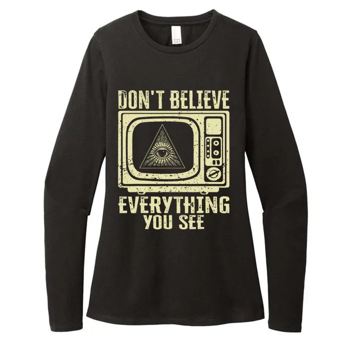 Conspiracy Theory Illuminati Dont Believe Everything You See Womens CVC Long Sleeve Shirt