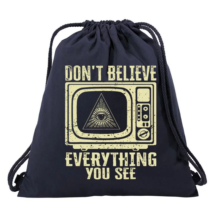 Conspiracy Theory Illuminati Dont Believe Everything You See Drawstring Bag