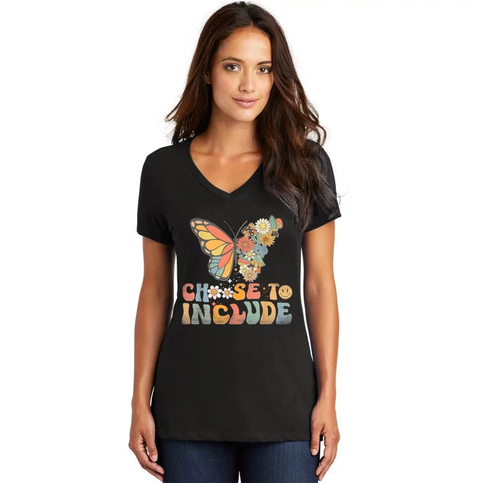 Choose To Include Special Education Teacher Autism Awareness Women's V-Neck T-Shirt