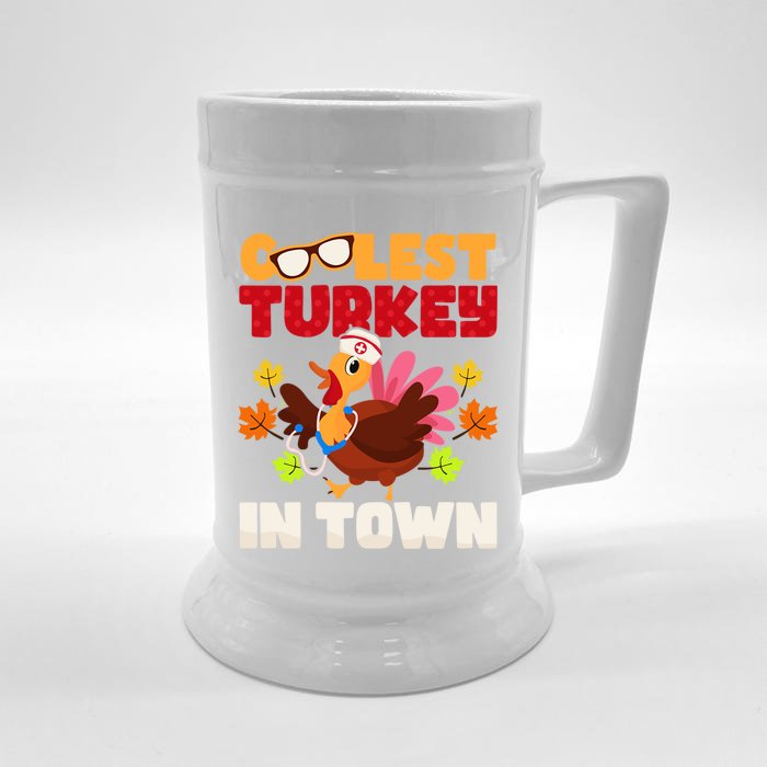 Coolest Turkey In Town Design Gift Front & Back Beer Stein