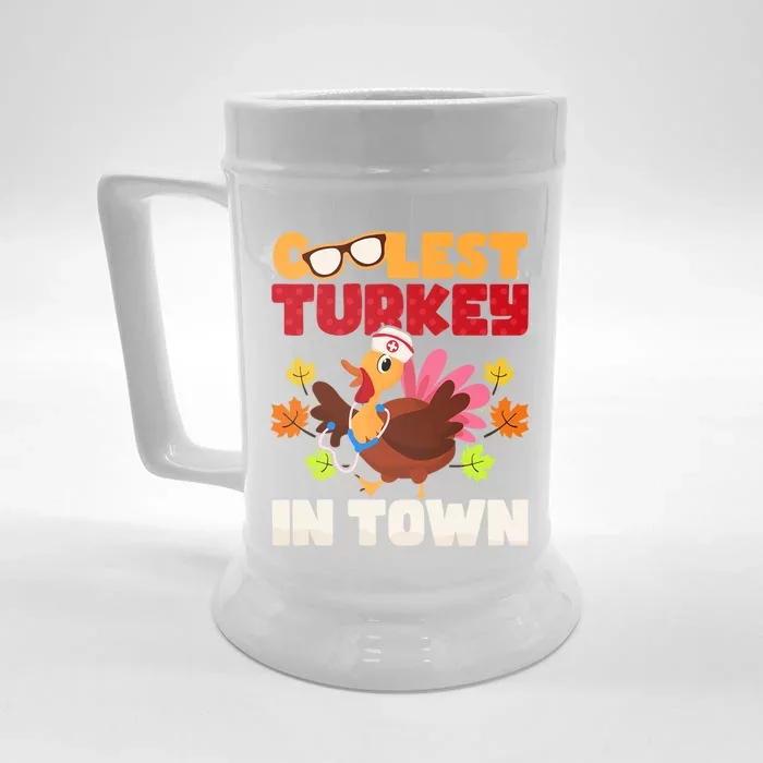 Coolest Turkey In Town Design Gift Front & Back Beer Stein