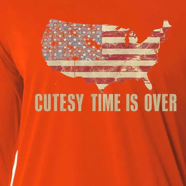 Cutesy Time Is Over American Flag Patriotic Cooling Performance Long Sleeve Crew