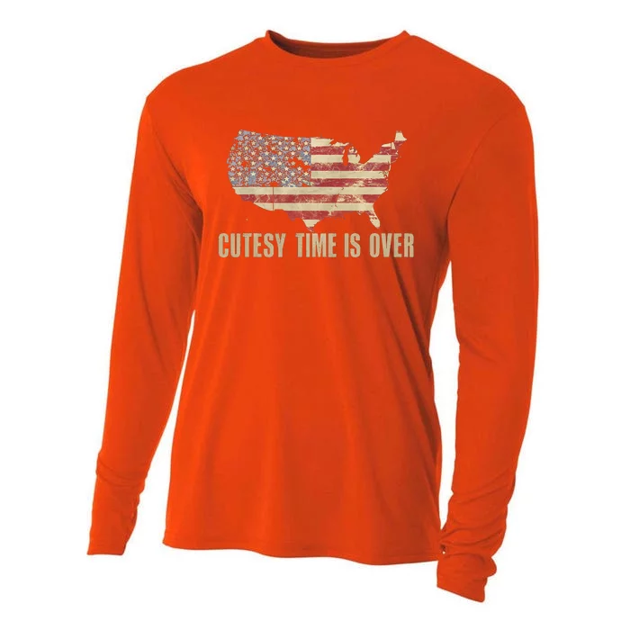 Cutesy Time Is Over American Flag Patriotic Cooling Performance Long Sleeve Crew