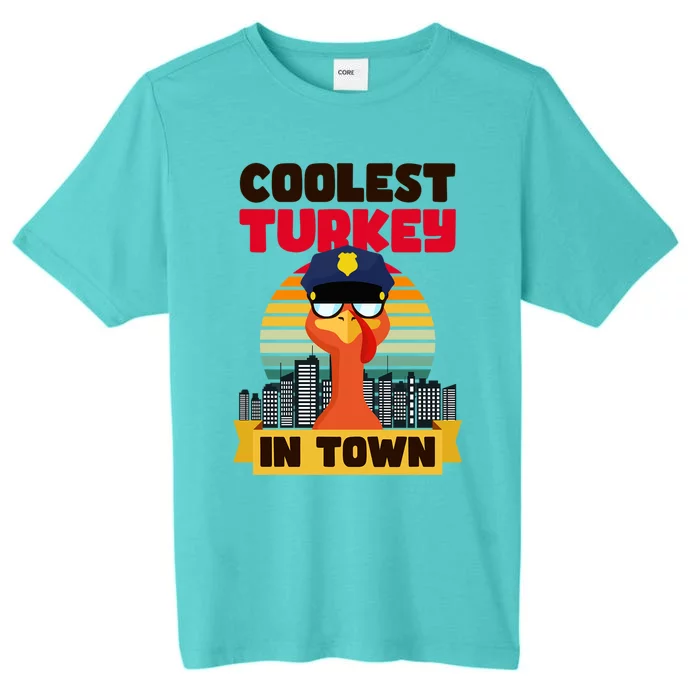 Coolest Turkey In Town Design Thanksgiving Police Cute Gift ChromaSoft Performance T-Shirt