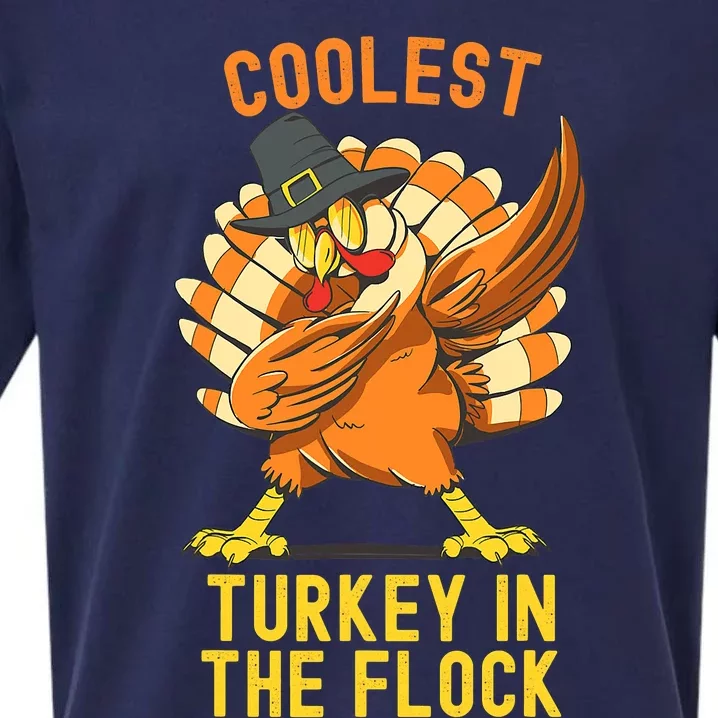 Coolest Turkey In The Flock Funny Thanksgiving Sueded Cloud Jersey T-Shirt