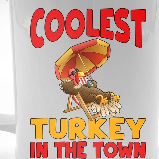 Coolest Turkey In Town Funny Thanksgiving Gift Front & Back Beer Stein