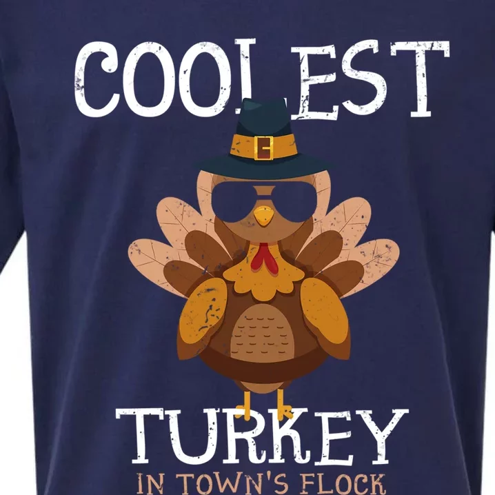 Coolest Turkey In The Towns Flock Thanksgiving Cute Gift Sueded Cloud Jersey T-Shirt