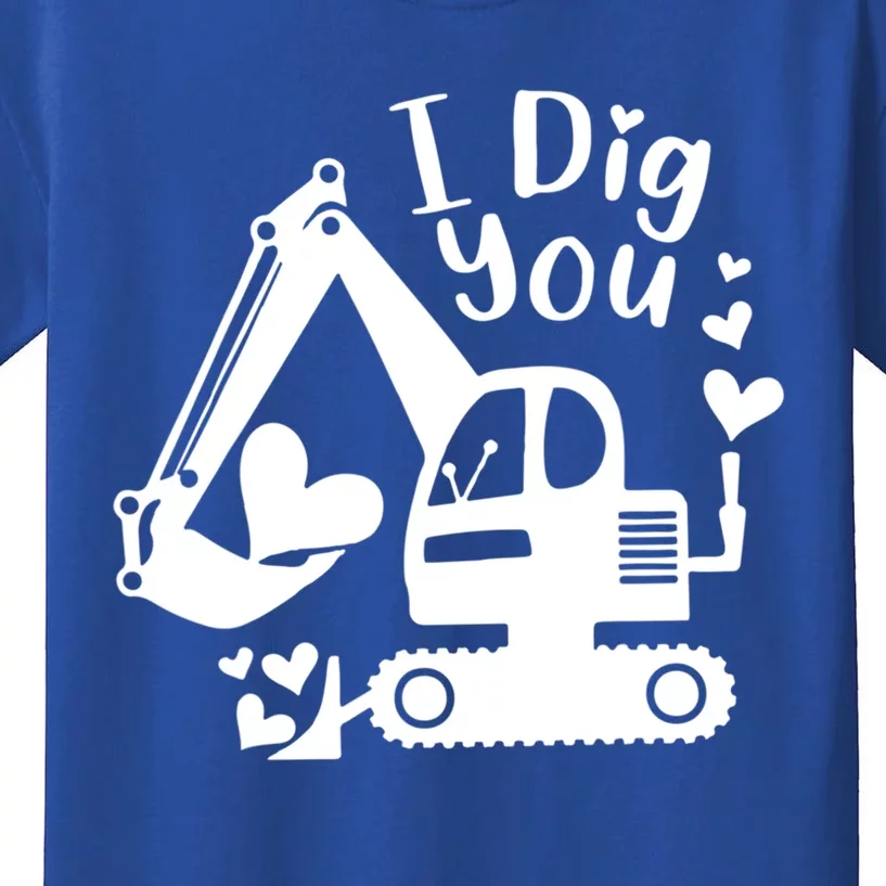 Construction Truck I Dig You Funny Valentine Gift Kids T-Shirt