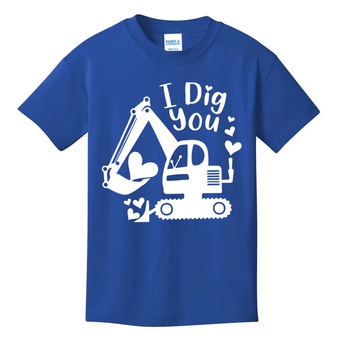 Construction Truck I Dig You Funny Valentine Gift Kids T-Shirt