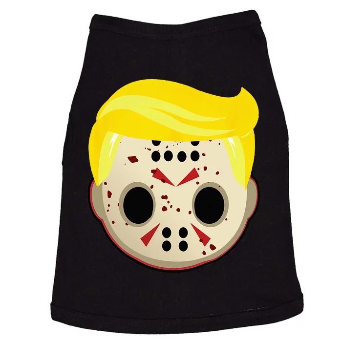 Cute Trump In Hockey Mask Funny Halloween Horror Doggie Tank