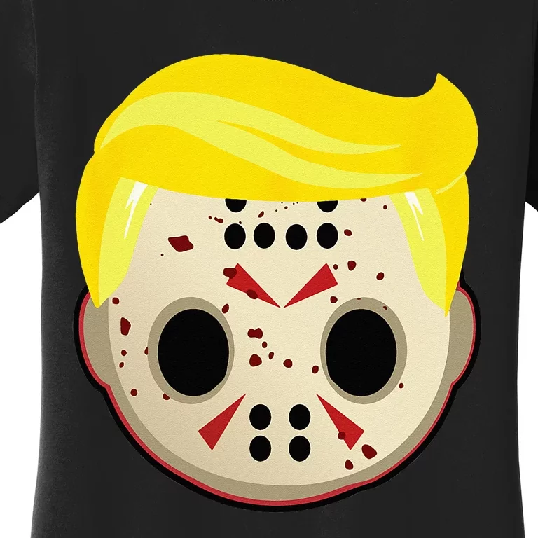 Cute Trump In Hockey Mask Funny Halloween Horror Women's T-Shirt