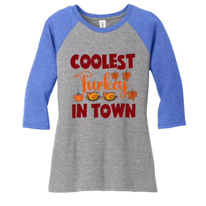 Coolest Turkey In Town Gift Women's Tri-Blend 3/4-Sleeve Raglan Shirt