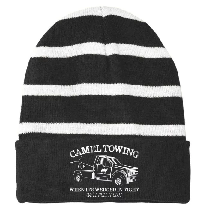 Camel Towing Inappropriate Humor Adult Humor Camel Towing Striped Beanie with Solid Band