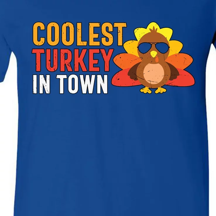 Coolest Turkey In Town Thanksgiving Family Matching Cute Gift V-Neck T-Shirt