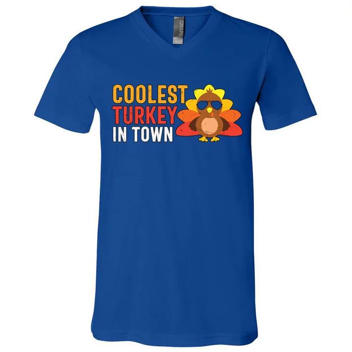 Coolest Turkey In Town Thanksgiving Family Matching Cute Gift V-Neck T-Shirt