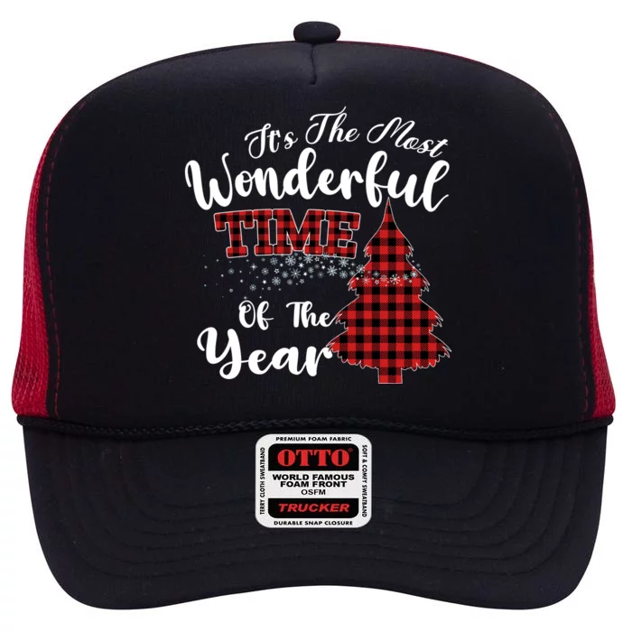 Christmas Trees It's The Most Wonderful Time Of The Year High Crown Mesh Trucker Hat