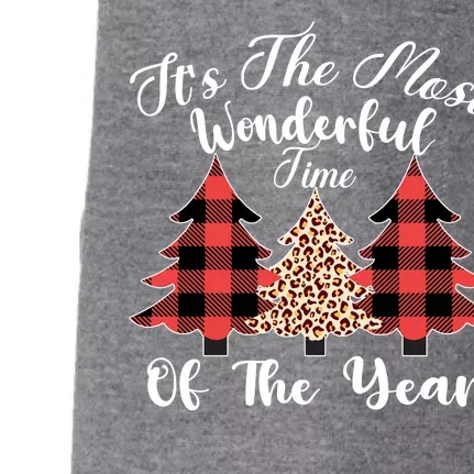 Christmas Trees It's The Most Wonderful Time Of The Year Plaid Leopard Trees Doggie 3-End Fleece Hoodie