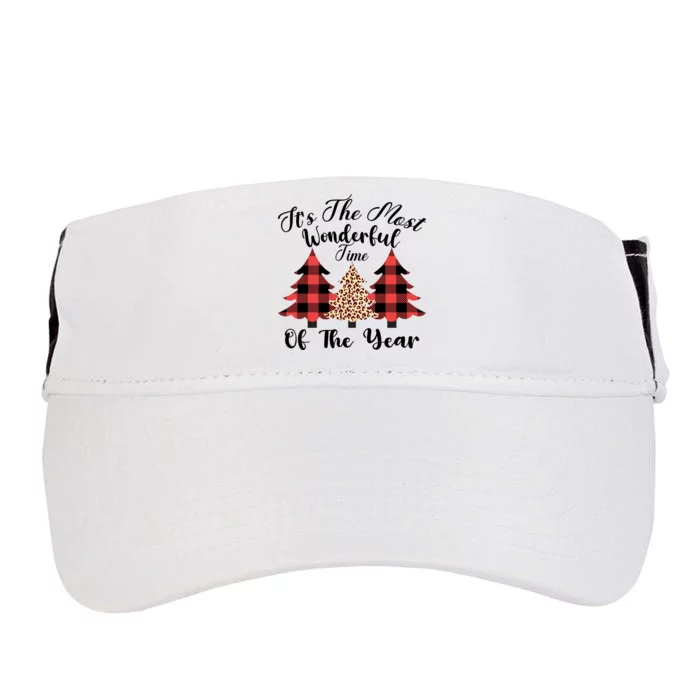 Christmas Trees It's The Most Wonderful Time Of The Year Plaid Leopard Trees Adult Drive Performance Visor