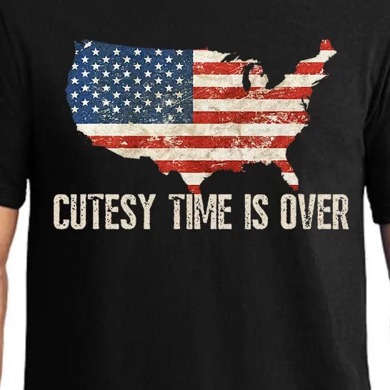 Cutesy Time Is Over American Flag Patriotic Conservative Pajama Set