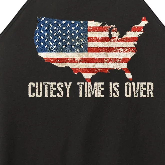 Cutesy Time Is Over American Flag Patriotic Conservative Women’s Perfect Tri Rocker Tank