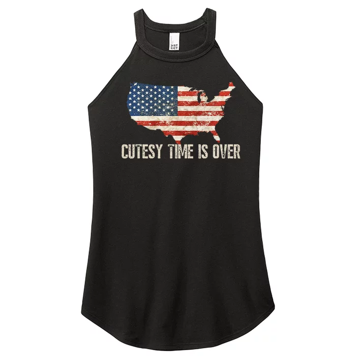 Cutesy Time Is Over American Flag Patriotic Conservative Women’s Perfect Tri Rocker Tank