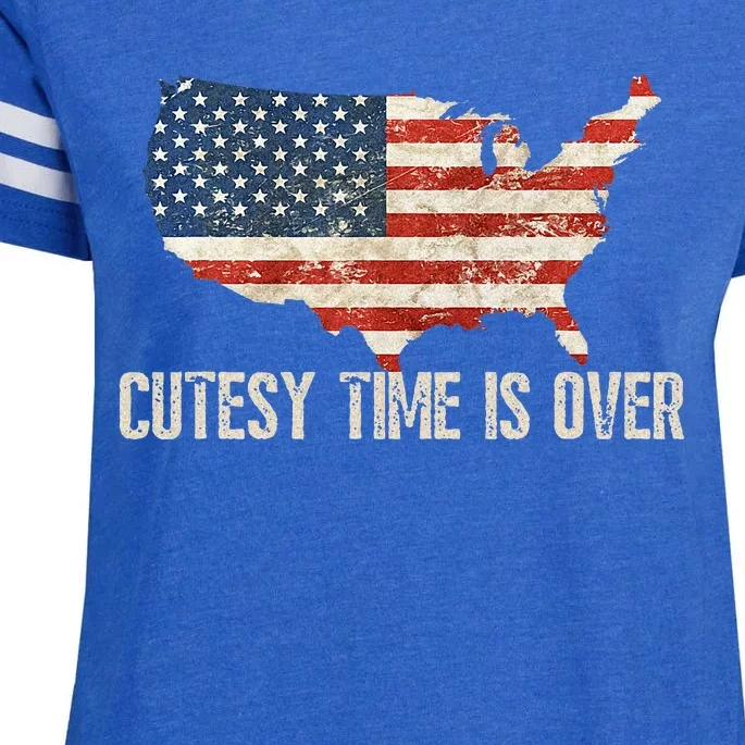 Cutesy Time Is Over American Flag Patriotic Conservative Enza Ladies Jersey Football T-Shirt