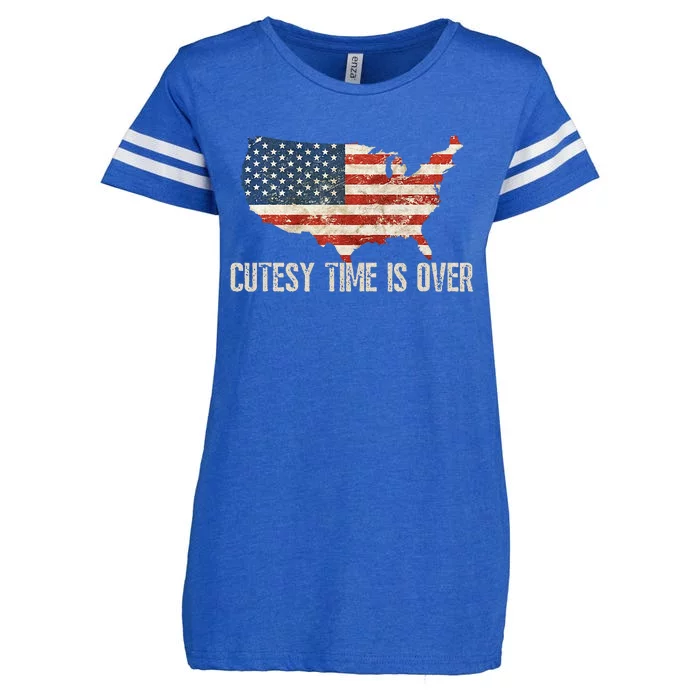 Cutesy Time Is Over American Flag Patriotic Conservative Enza Ladies Jersey Football T-Shirt