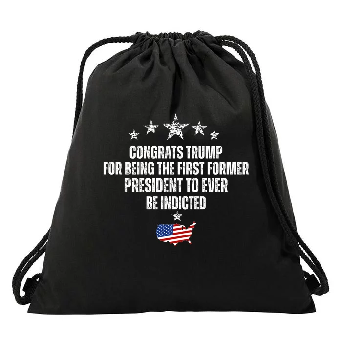 Congrats Trump Indicted, Funny Trump Indictment Drawstring Bag