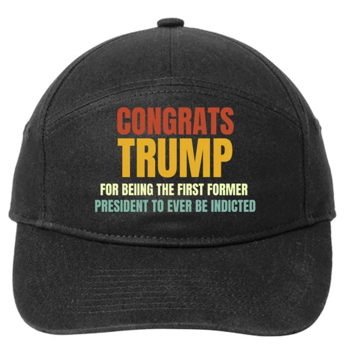 Congrats Trump Indicted, Retro Funny Political 7-Panel Snapback Hat