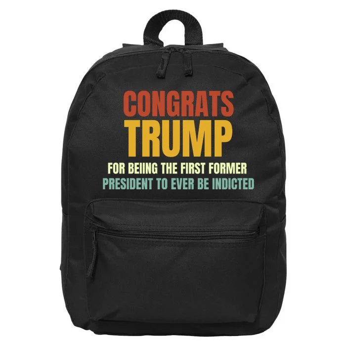 Congrats Trump Indicted, Retro Funny Political 16 in Basic Backpack