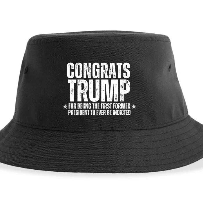 Congrats Trump Indicted, Funny Political Sustainable Bucket Hat