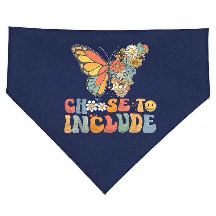 Choose To Include Special Education Teacher Floral Butterfly USA-Made Doggie Bandana