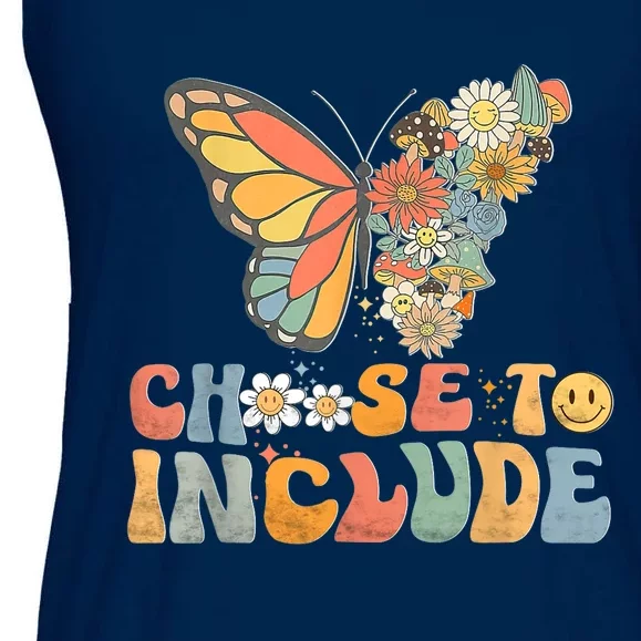 Choose To Include Special Education Teacher Floral Butterfly Ladies Essential Flowy Tank