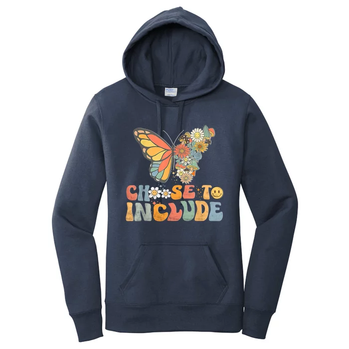 Choose To Include Special Education Teacher Floral Butterfly Women's Pullover Hoodie