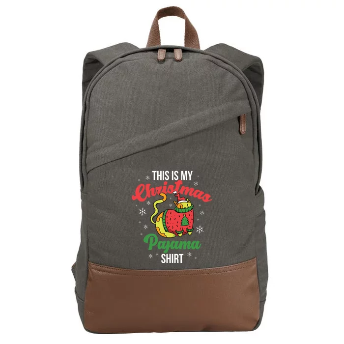 Cat This Is My Christmas Pajama Gift Cotton Canvas Backpack