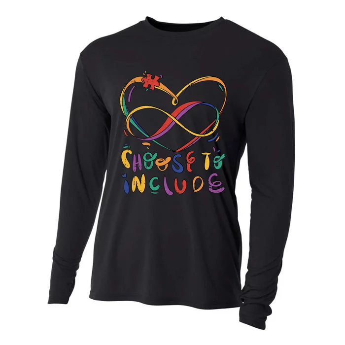 Choose To Include Autism Awareness Teacher Special Education Cooling Performance Long Sleeve Crew