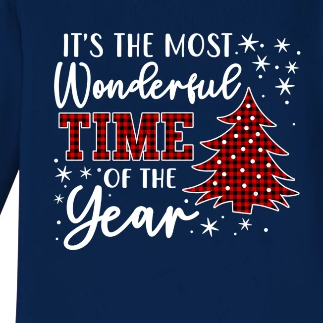 Christmas Trees ItS The Most Wonderful Time Of The Year Baby Long Sleeve Bodysuit