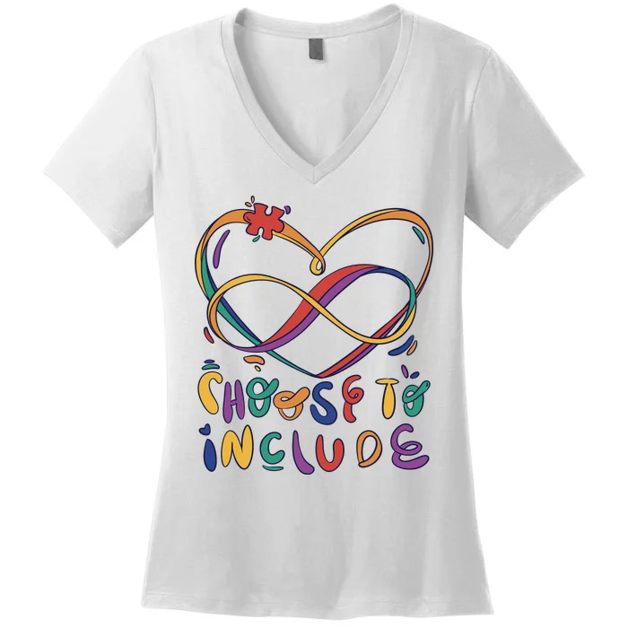 Choose To Include Autism Awareness Women's V-Neck T-Shirt