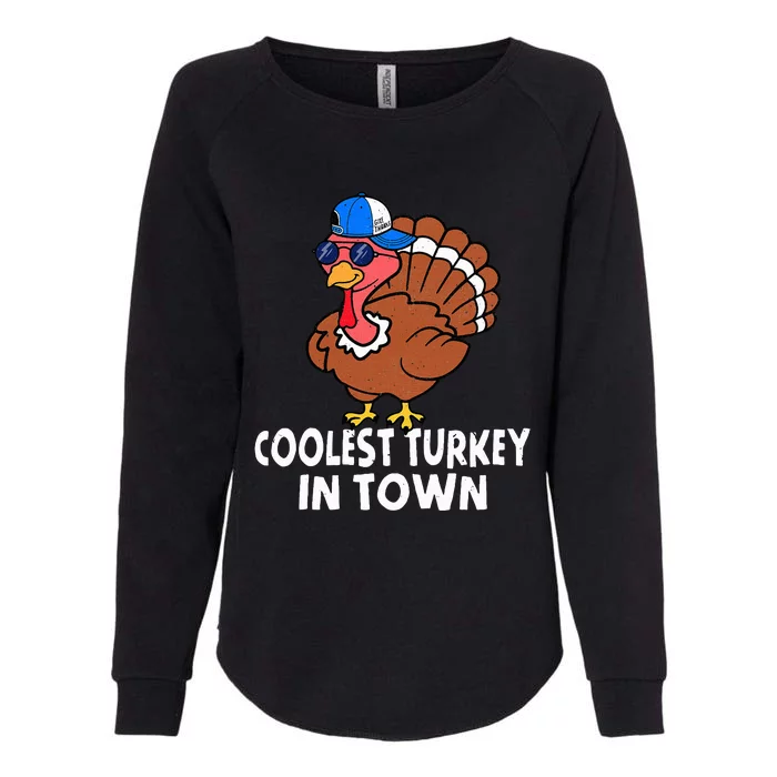 Coolest Turkey In Town Funny Turkey Thanksgiving Womens California Wash Sweatshirt