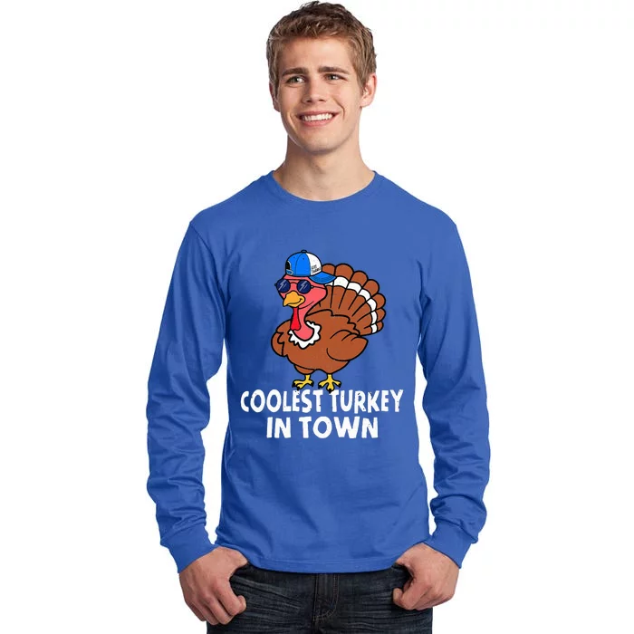 Coolest Turkey In Town Funny Turkey Thanksgiving Tall Long Sleeve T-Shirt