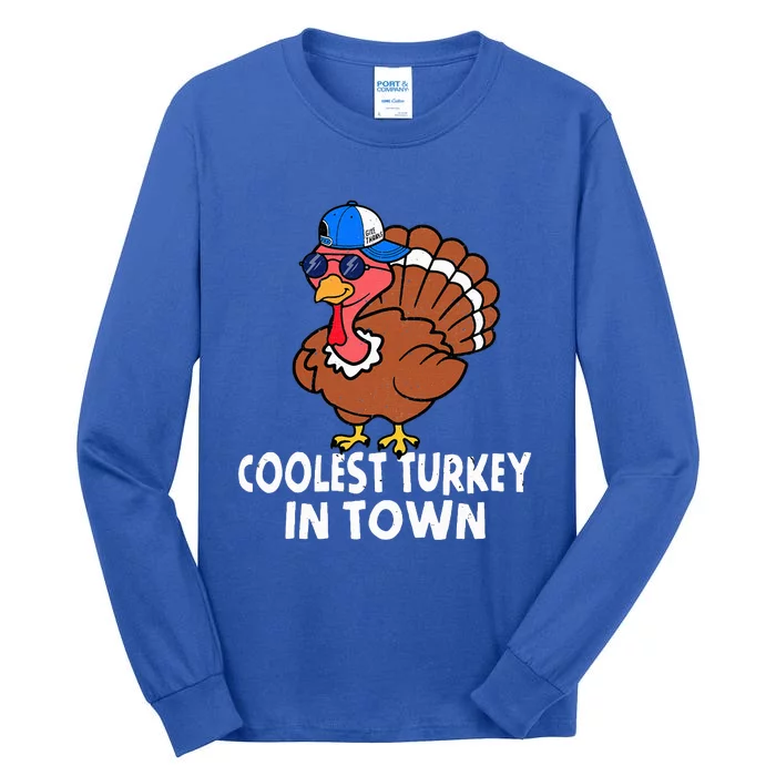 Coolest Turkey In Town Funny Turkey Thanksgiving Tall Long Sleeve T-Shirt